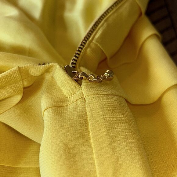 CHIC Daisy Yellow Layered & Lined Silk Go Go Skirt for Go Go Days ☀️ & Nights🌙 - Picture 7 of 17